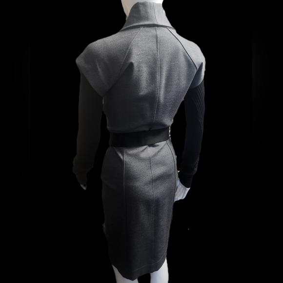2009 GUCCI Wool Sheath Structural Over-Sleeve Dress With Belt Size: M - Picture 5 of 12